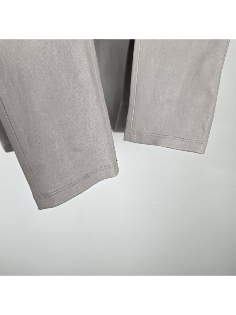 Helmut Lang Lamb Leather Pull On Pants Leggings Stretch Gray Taupe Size 6 - Picture 10 of 16